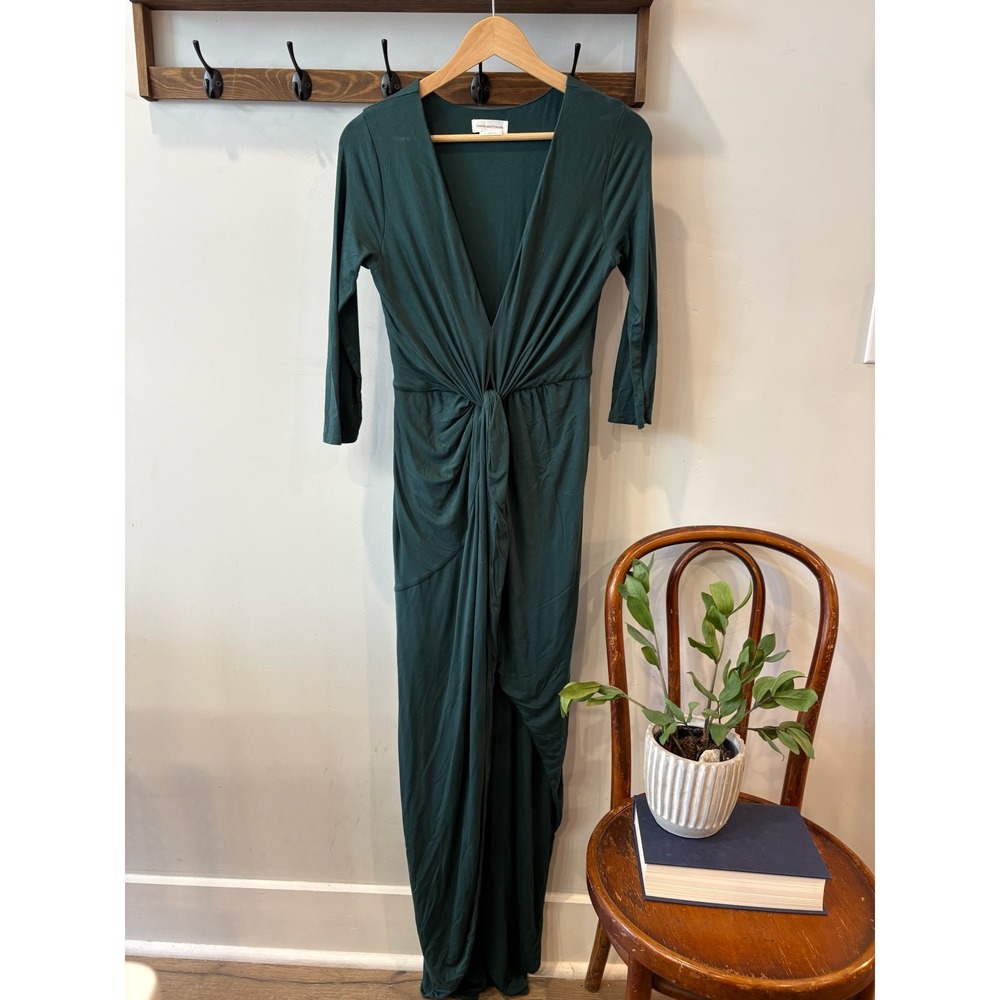 Lovers and Friends Forest Green Twist Front Plunging V-Neck Maxi Dress Small